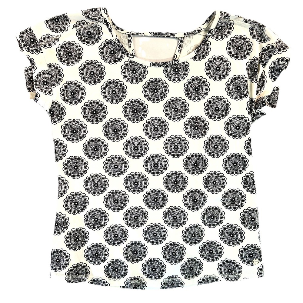 Talbots Women's S Shirt Black And White Short Sleeve Tshirt soft timeless luxury